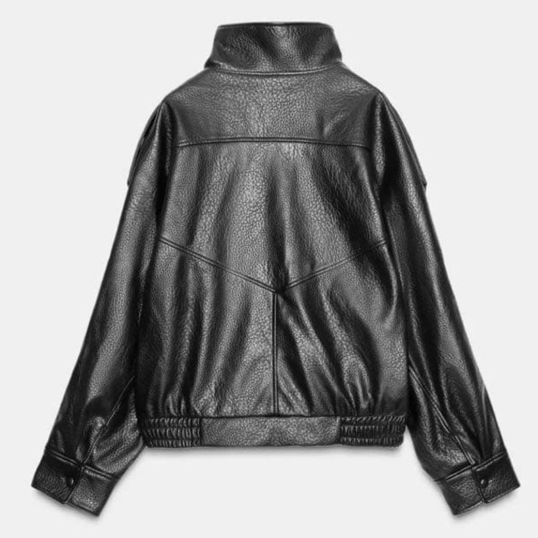 【ほぼ新品】ZARA レザー　ジャケット　大人気　ブラック　YSL M バズり