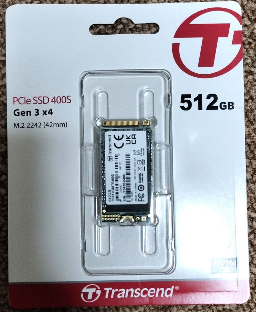 Transcend PCIe SSD 400S 512GB 未使用かつ未開封
