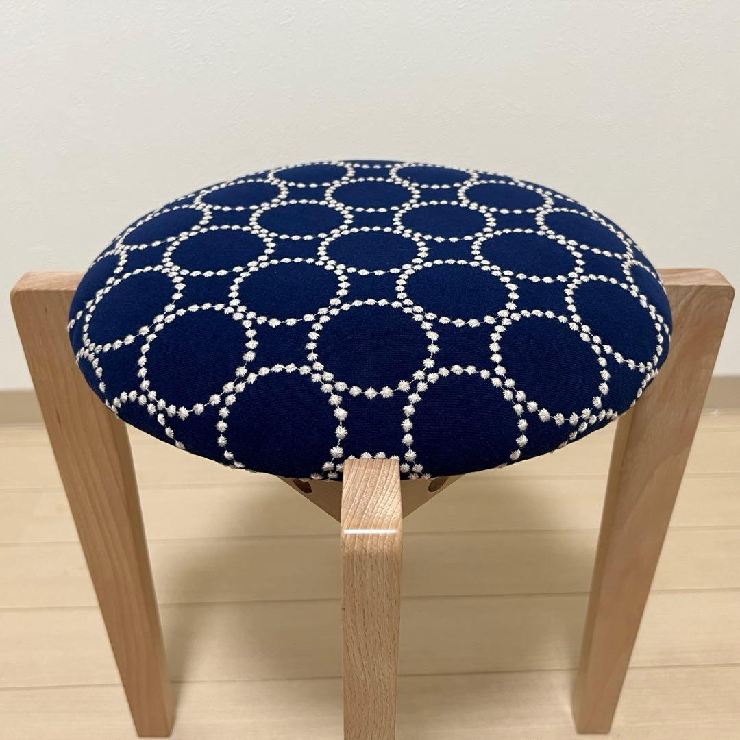 ミナペルホネン スツール タンバリン 角脚 【ネイビー/オレンジ】椅子 チェア