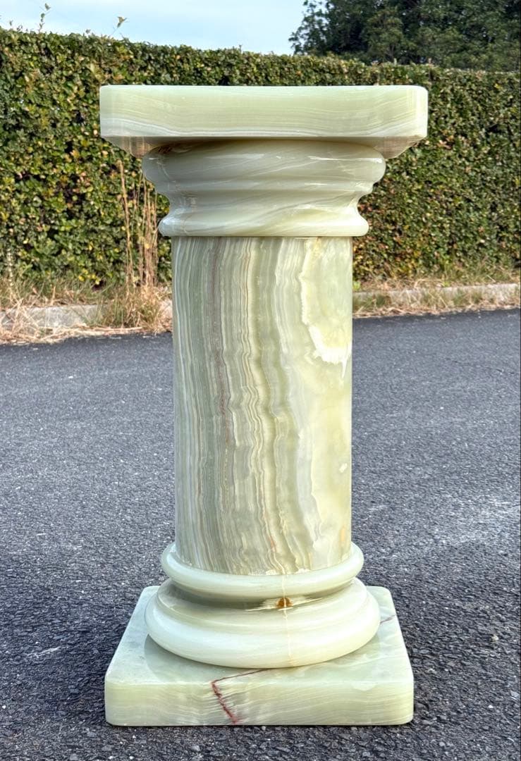 ②高73cm♪ 天然石 大理石 グリーンオニキス 飾り台 オブジェ