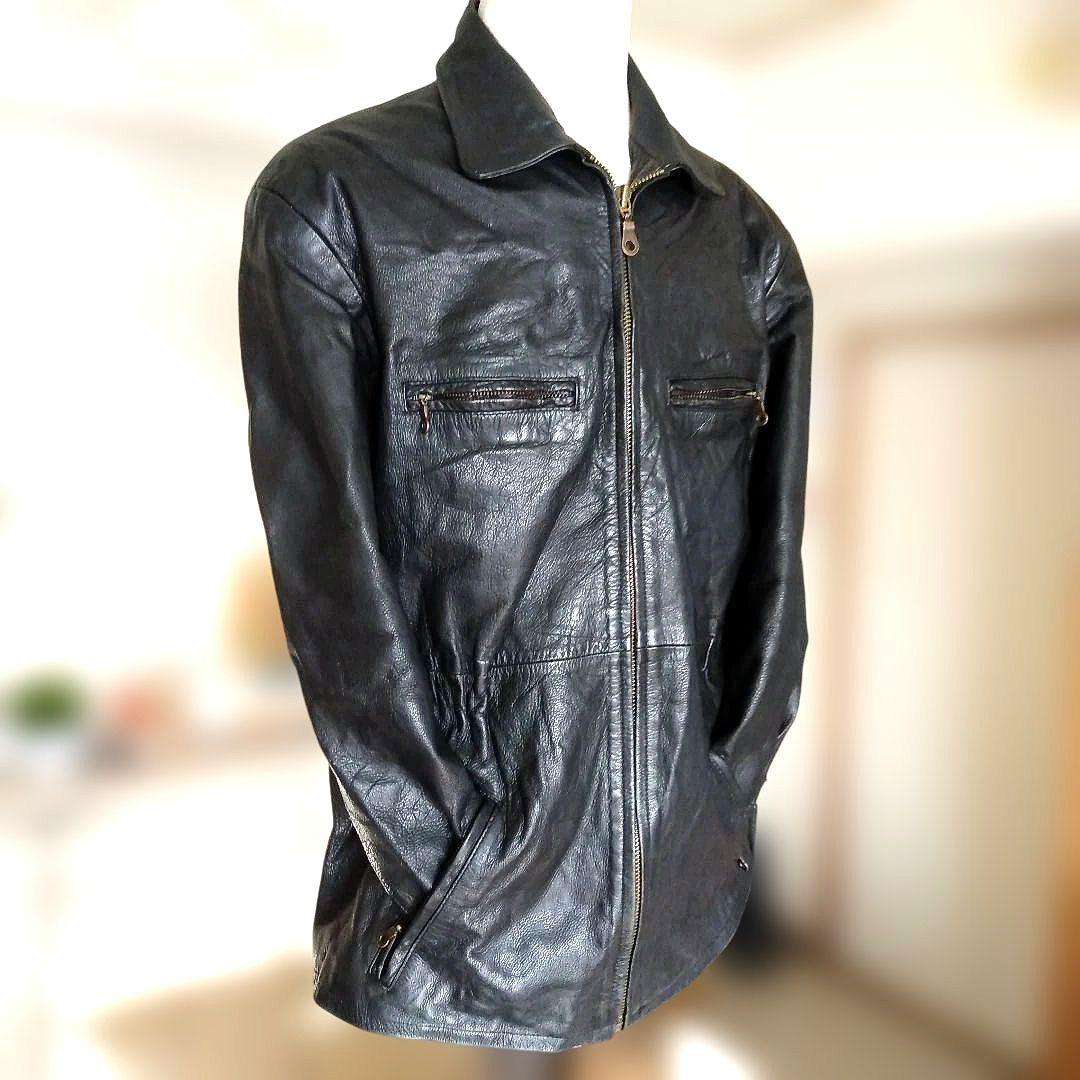 Vintage Euro シングルライダース レザージャケット カーコート