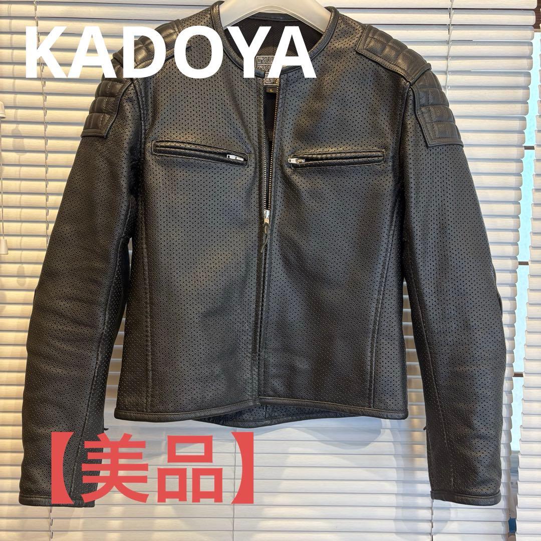 【KADOYA】ブラックレザーシングルライダースジャケット