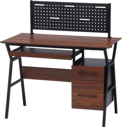 デスクパネル付き机 スチール×ウッド 幅100