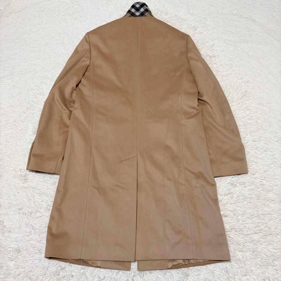 極美品　現行　バーバリー　ダブルチェスター　チェック　羊毛　カシミヤ混