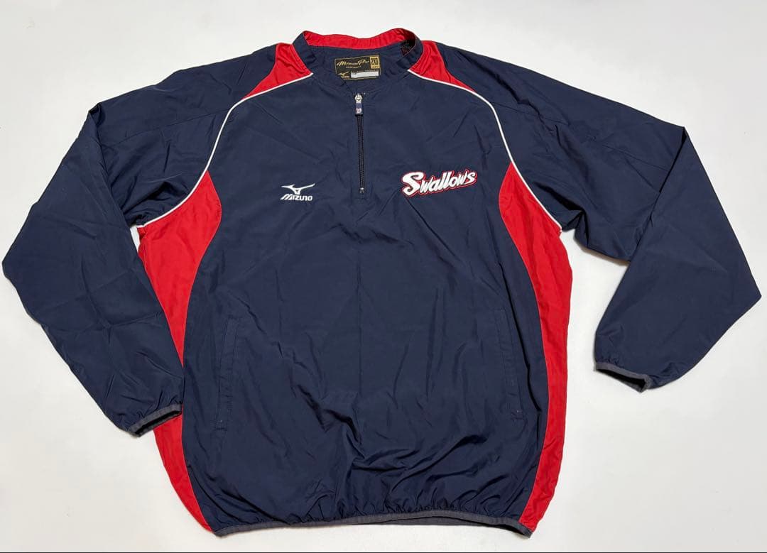 【ヤクルトスワローズ／非売品】ミズノ 長袖 ハーフジップ ウェア(2XO)