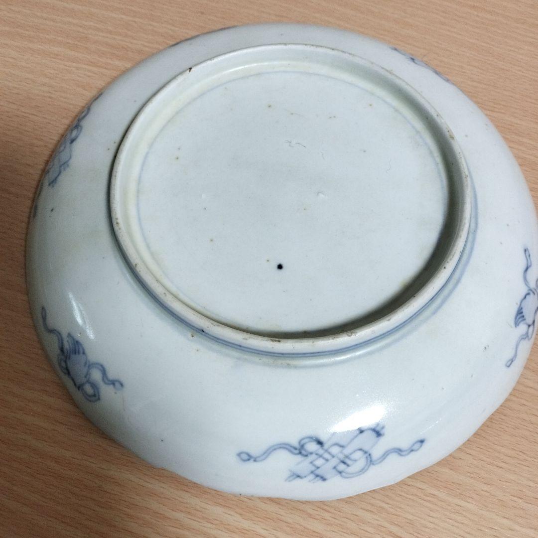 古伊万里　色絵桔梗文七寸皿　明治時代