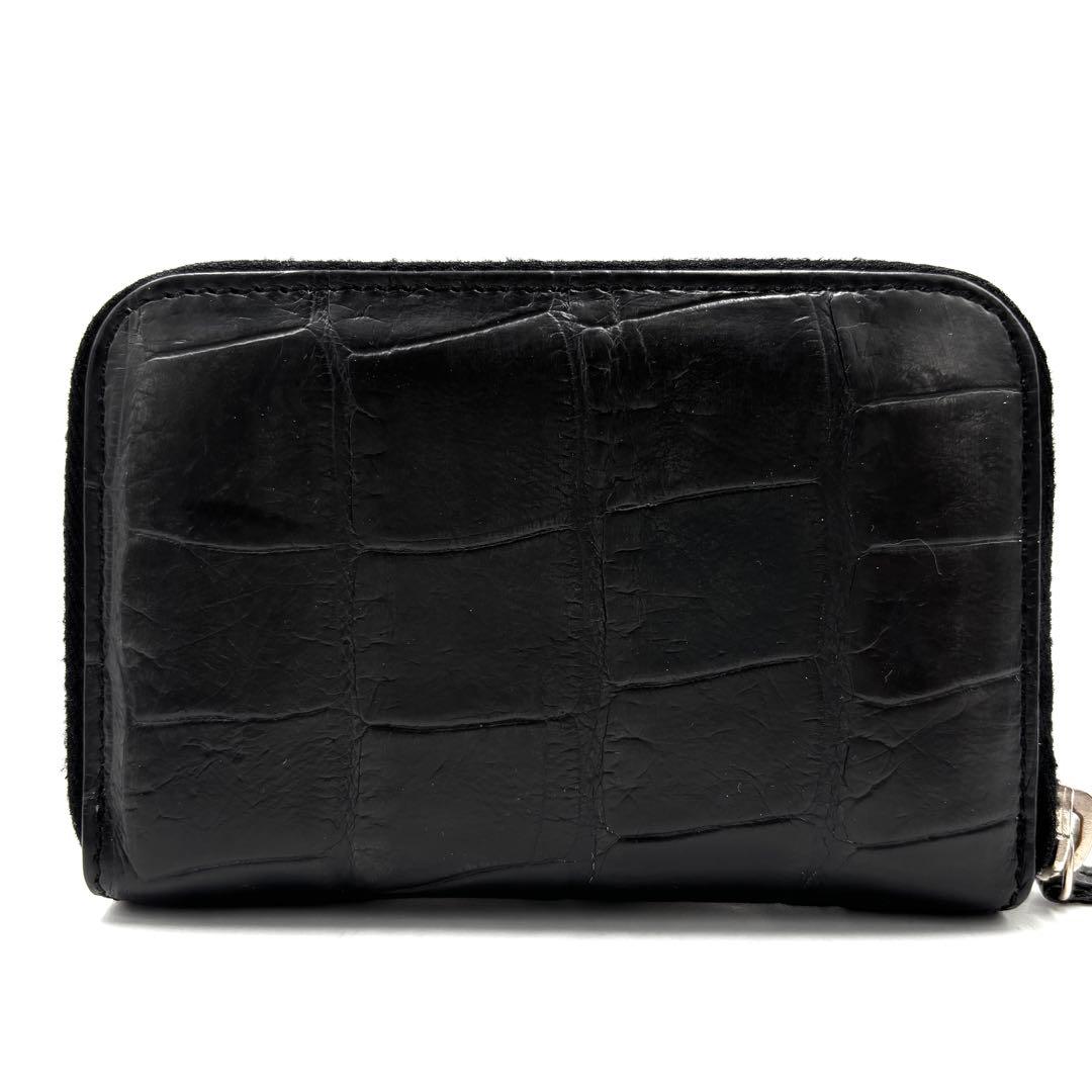 【美品】グッチ クロコダイル ケース レザー コンパクトウォレット 黒