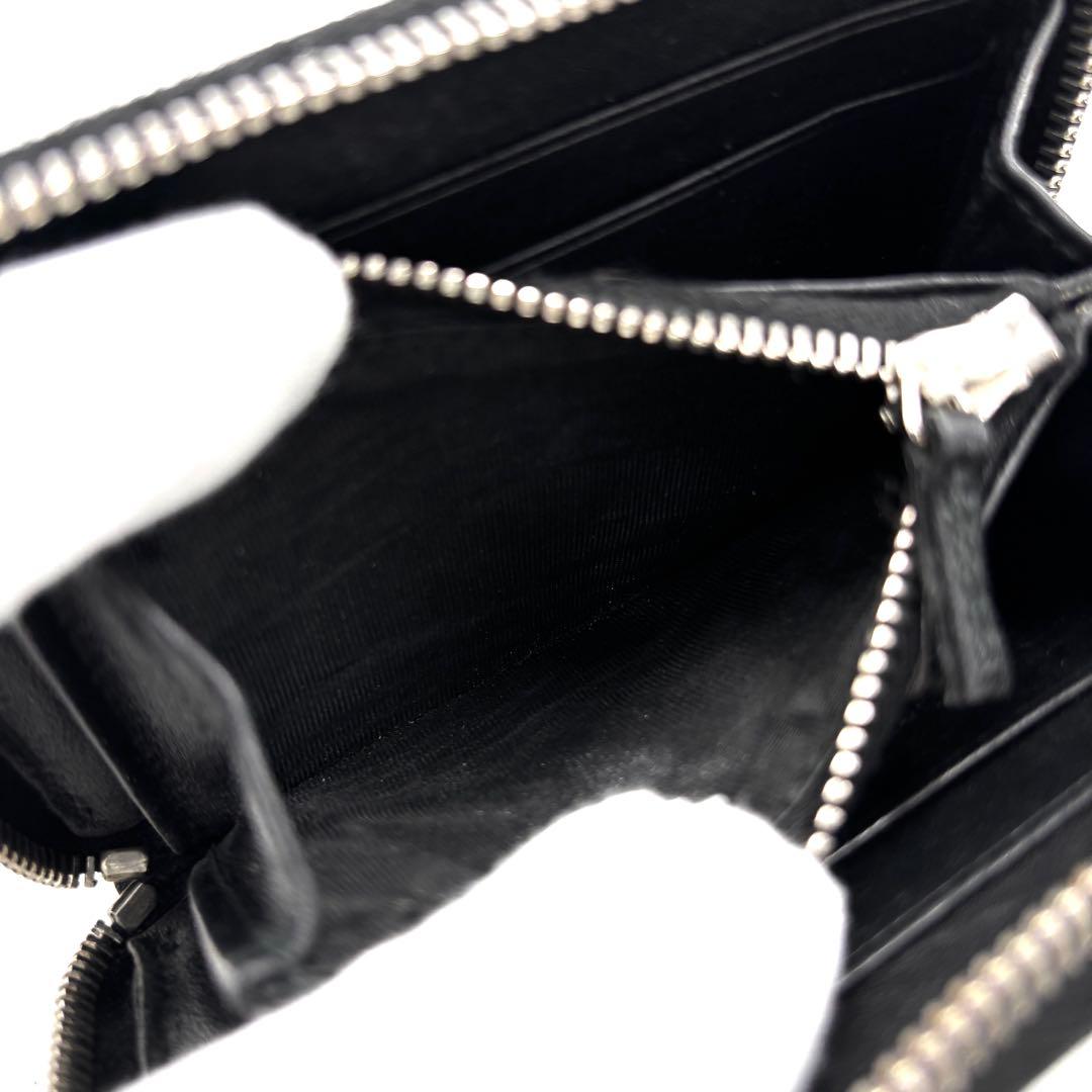 【美品】グッチ クロコダイル ケース レザー コンパクトウォレット 黒