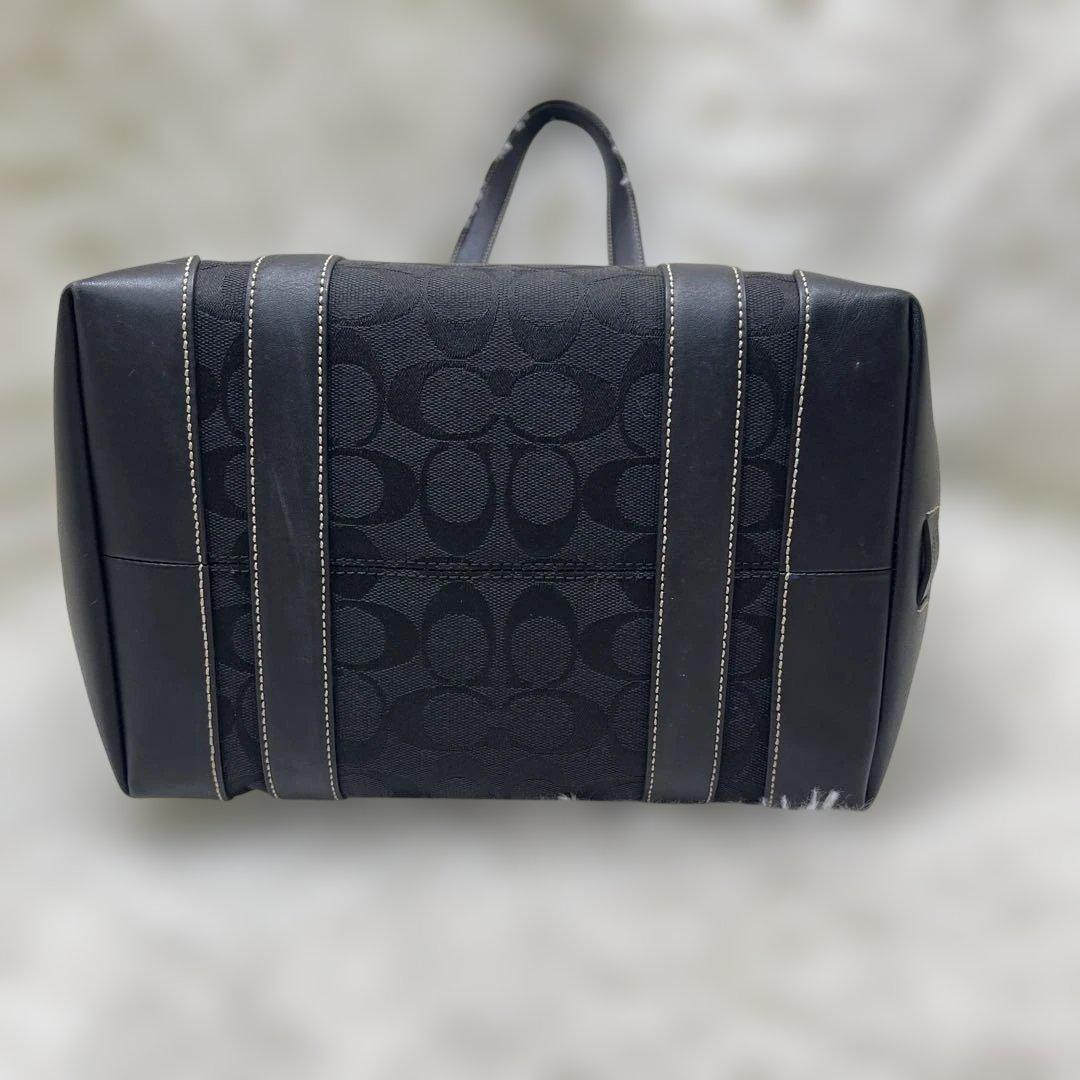 美品 COACH コーチ トートバッグ シグネチャーキャンバス6042 ブラック