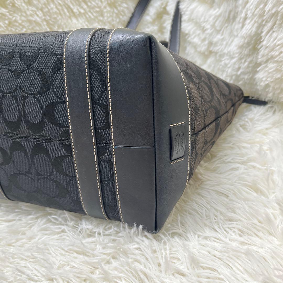 美品 COACH コーチ トートバッグ シグネチャーキャンバス6042 ブラック