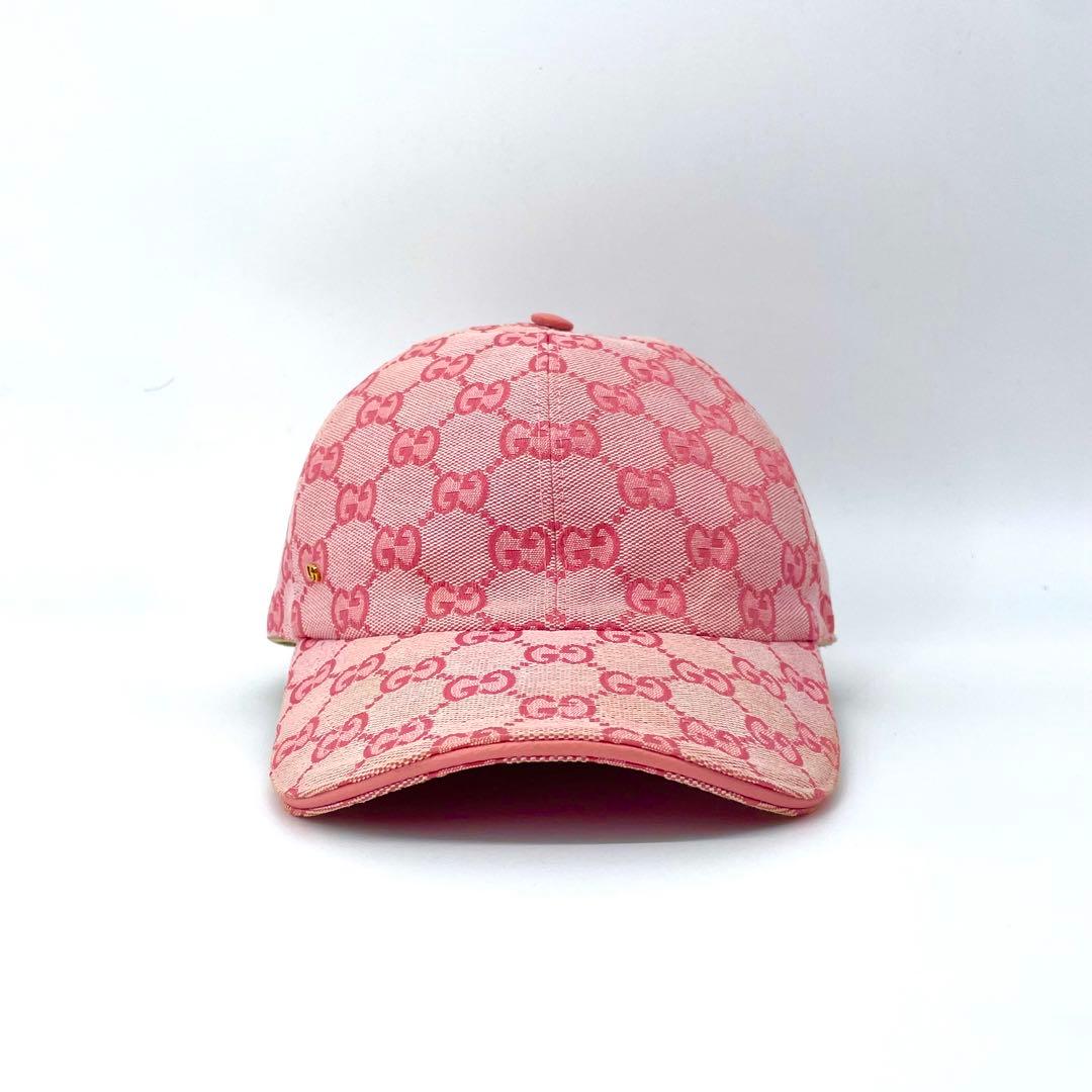 美品✨グッチ キャンバス GG柄 ベースボールキャップ GGチャーム ゴールド