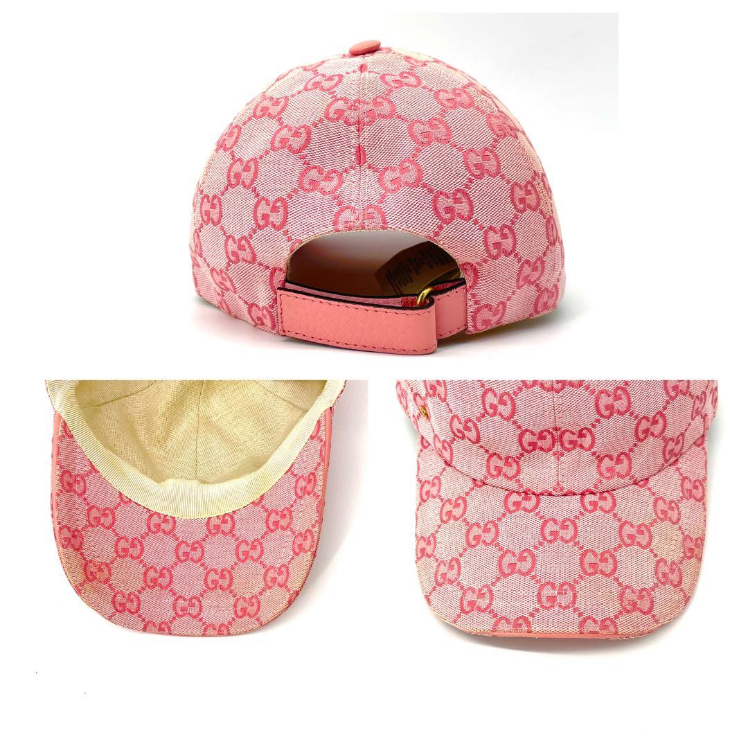 美品✨グッチ キャンバス GG柄 ベースボールキャップ GGチャーム ゴールド