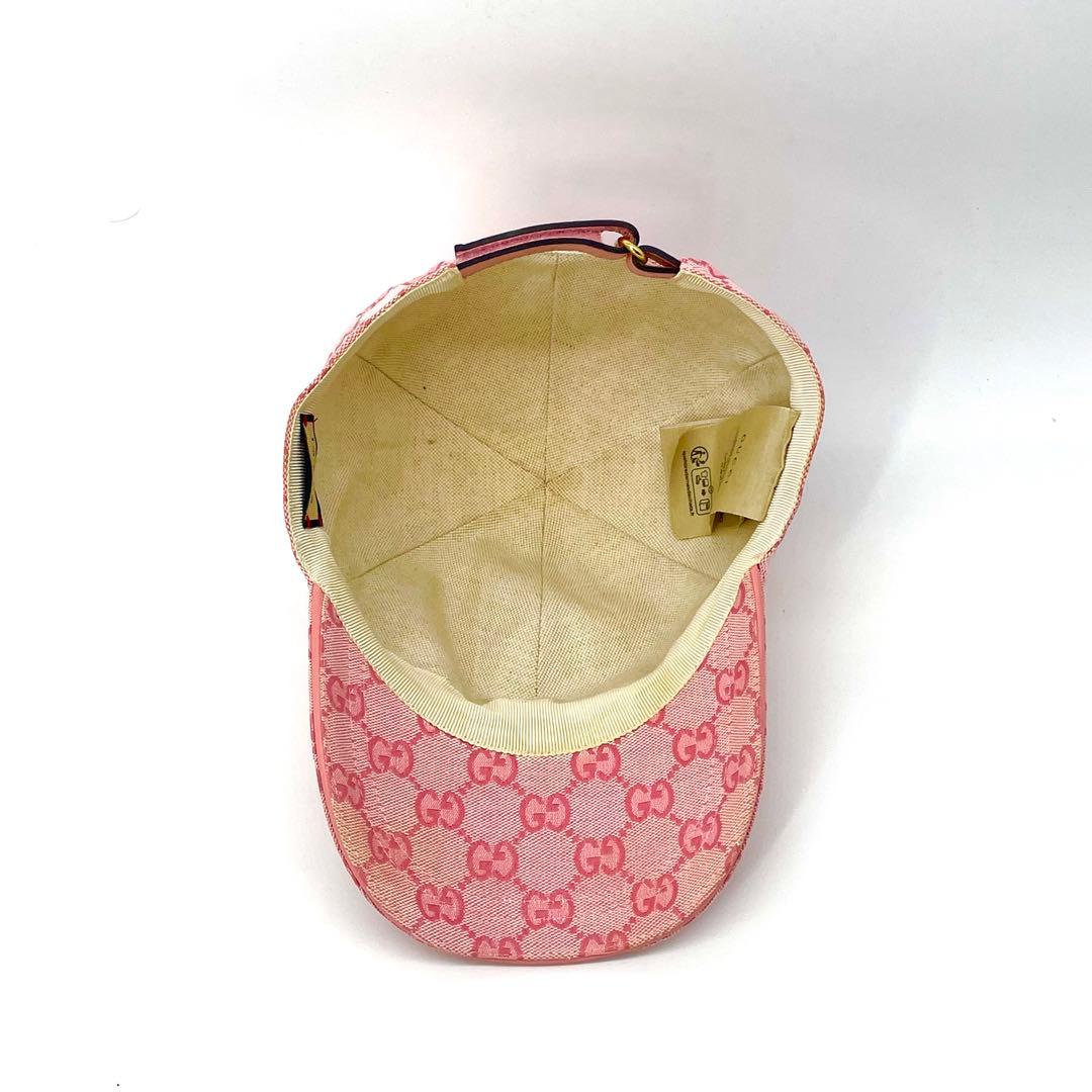 美品✨グッチ キャンバス GG柄 ベースボールキャップ GGチャーム ゴールド