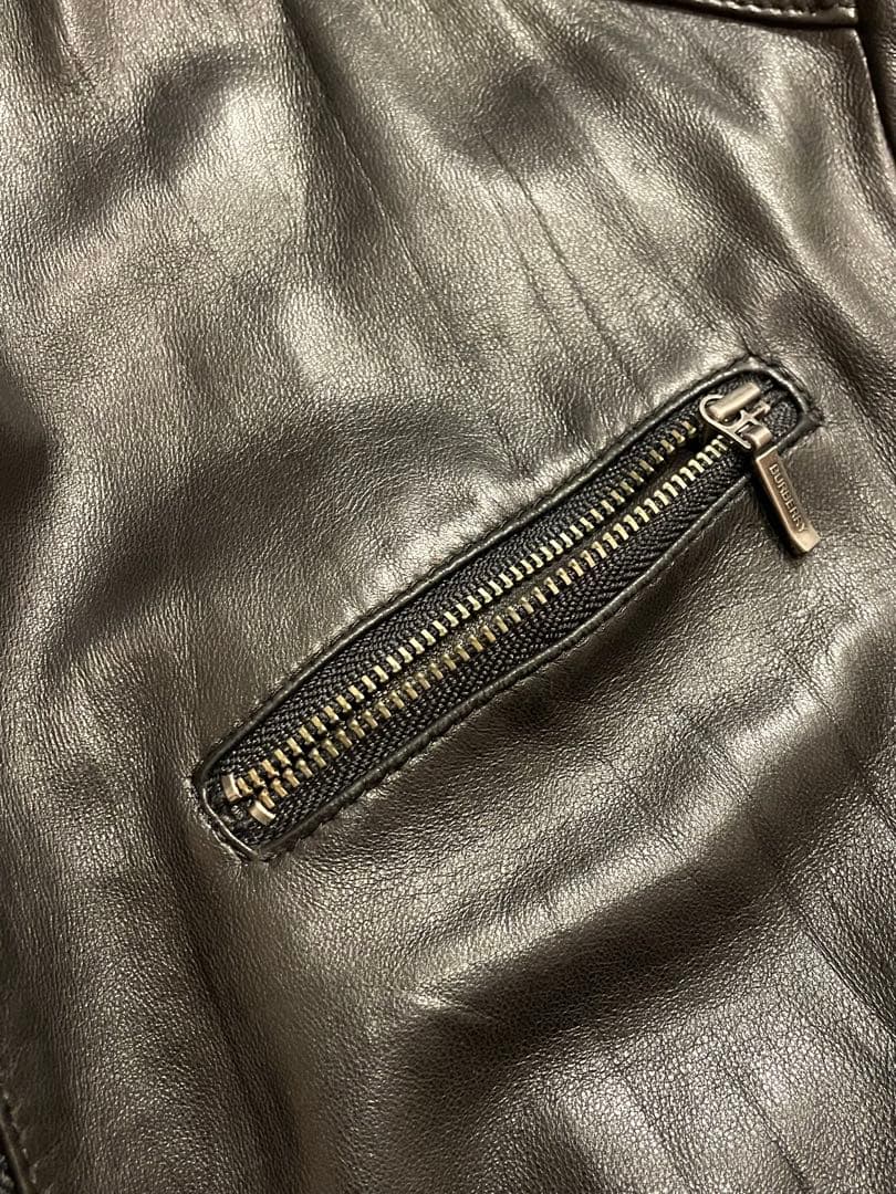 バーバリーブラックレーベル ラムレザー ライダース M ノバチェック ファー欠品