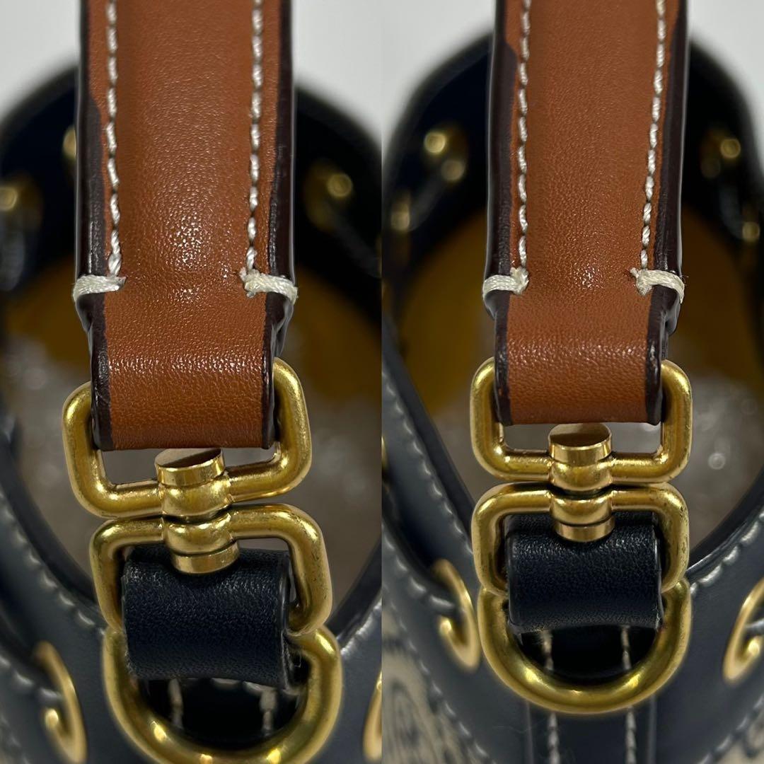 【極美品】トリーバーチ Tモノグラム ジャガード 2way バケットバッグ 巾着