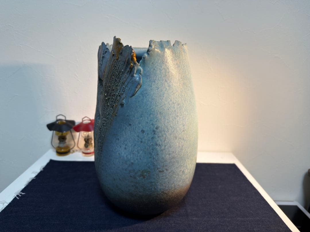 信楽焼 花瓶 花入れ 金彩変形 陶器 壺 オブジェ モダン フラワーベース