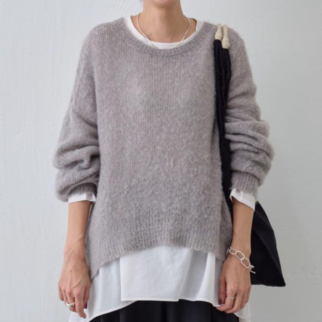 【美品】BEARDSLEY ビアズリー モヘアルーズニット長袖ニット　グレー