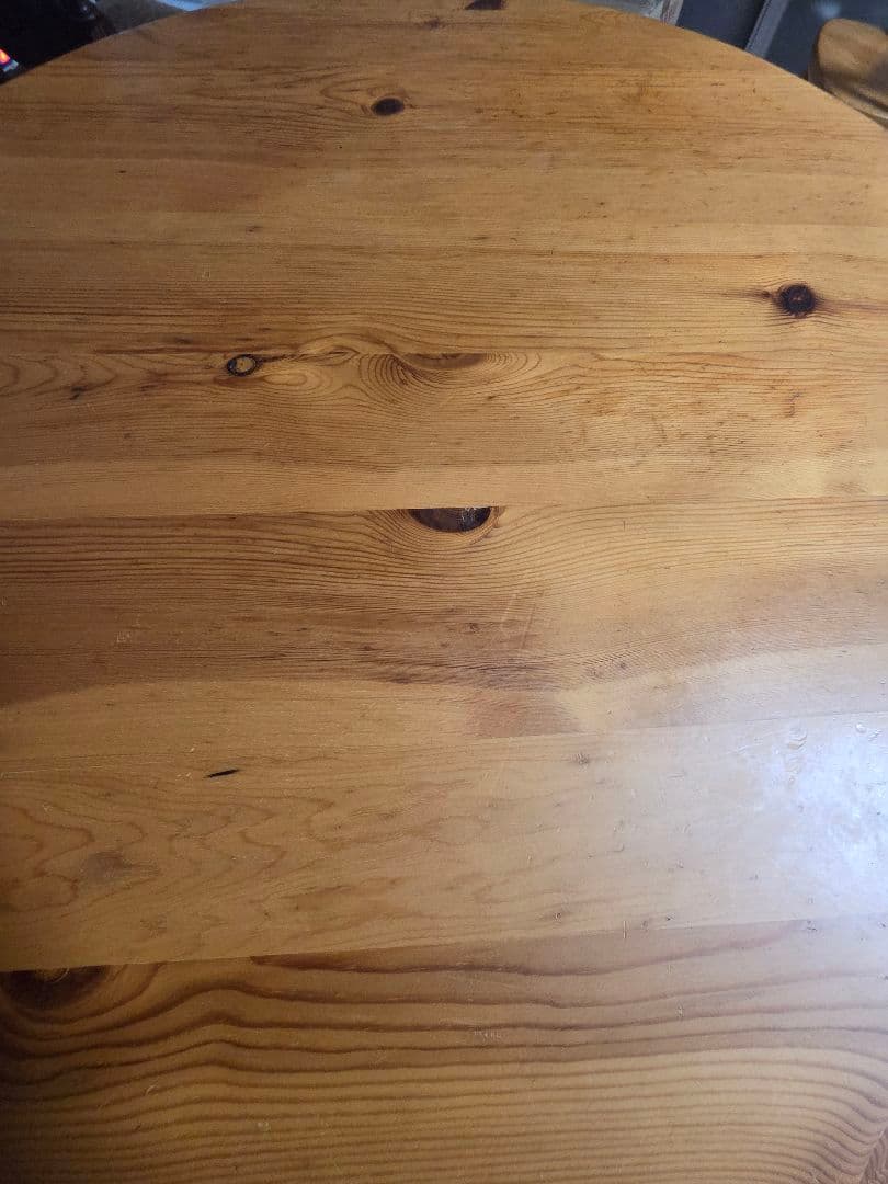 ヴィンテージ 無垢材 パイン材 木製 ラ ウンドテーブル 円卓　椅子　3点セット