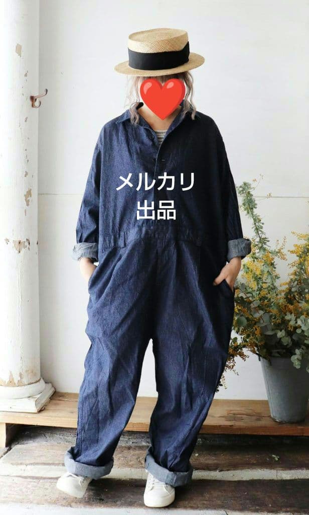 ICHI︎♥︎コットンインディゴデニムジャンプスーツ