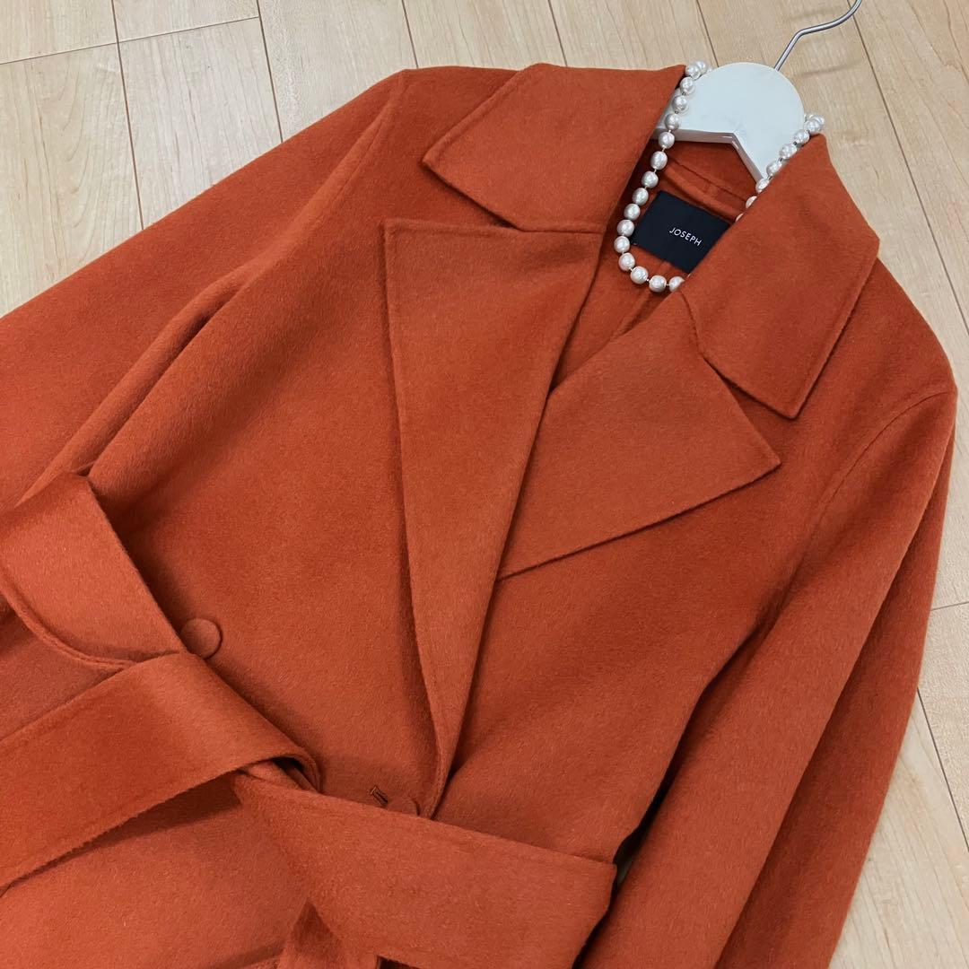 新品タグ付◆JOSEPH ダブルフェイスカシミヤコート38 シナモンカラー21万