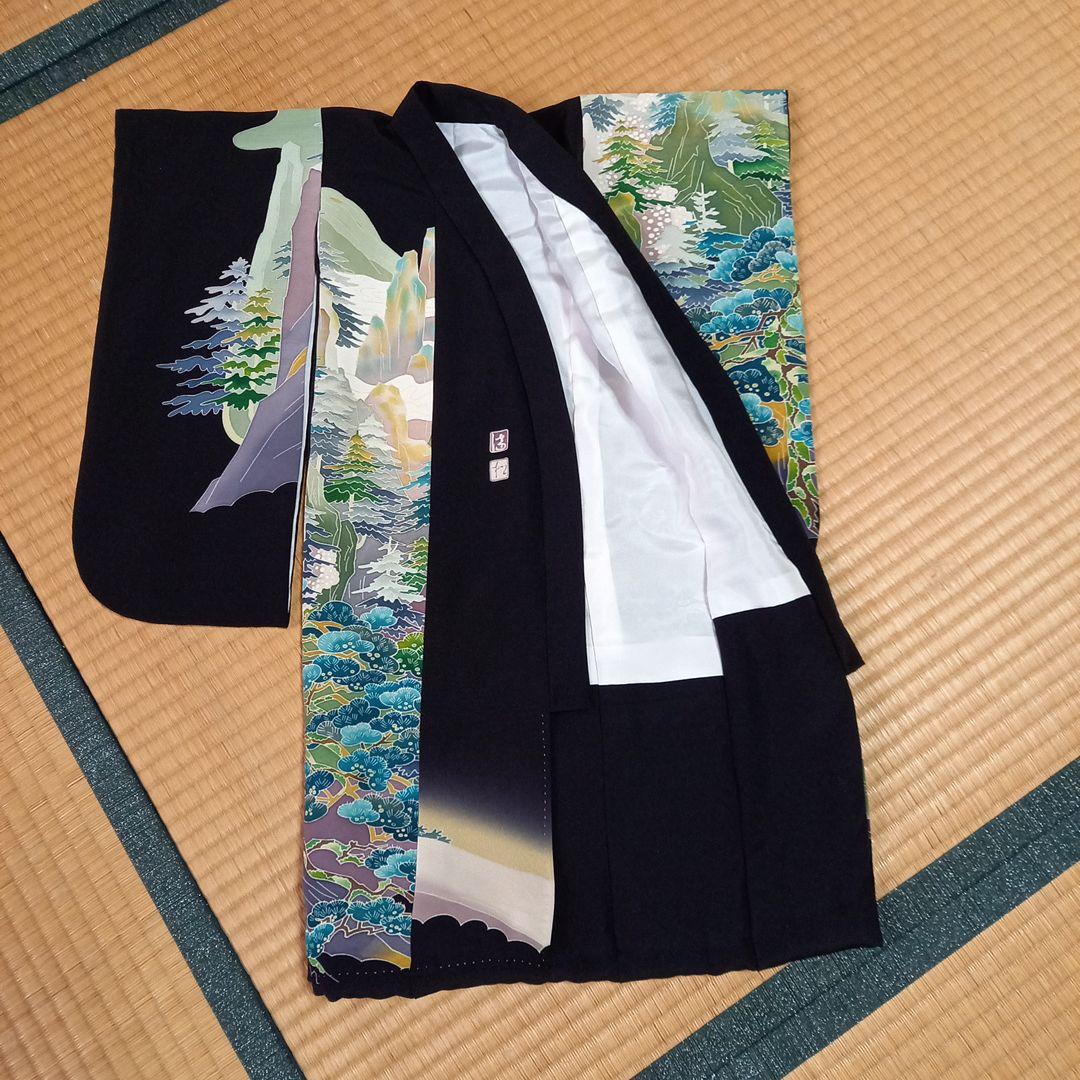 ドール　市松人形18号　正絹　着物　黒留袖　加賀友禅　大きな子　ビスク　床飾り