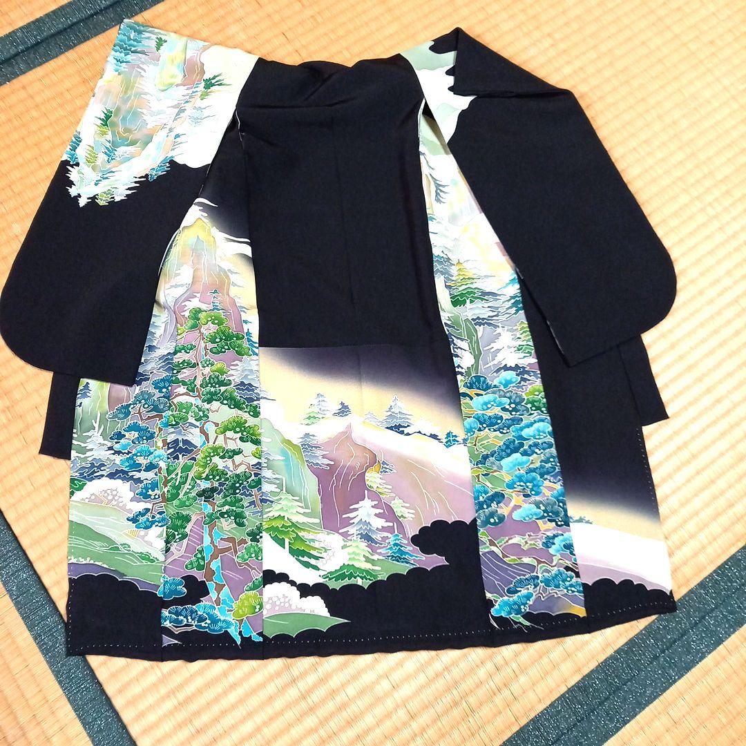 ドール　市松人形18号　正絹　着物　黒留袖　加賀友禅　大きな子　ビスク　床飾り