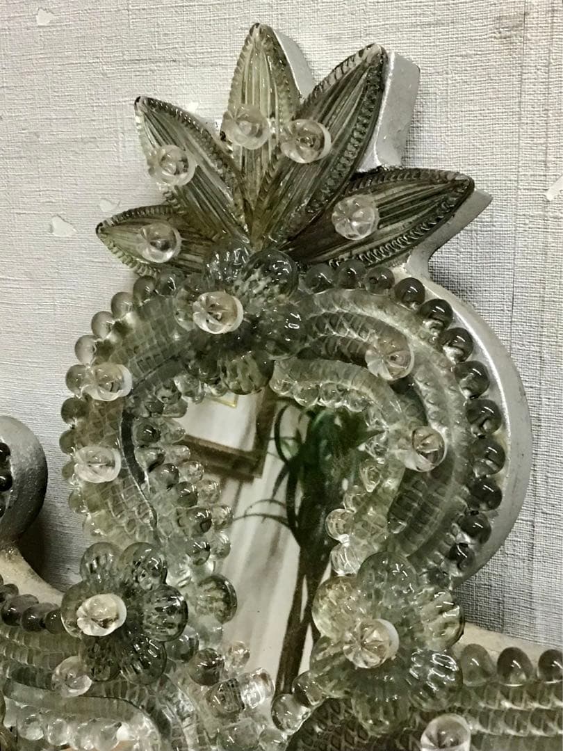 管256☆イタリア製ほ☆アンティーク☆ヴェネチアンガラス☆壁掛けミラー