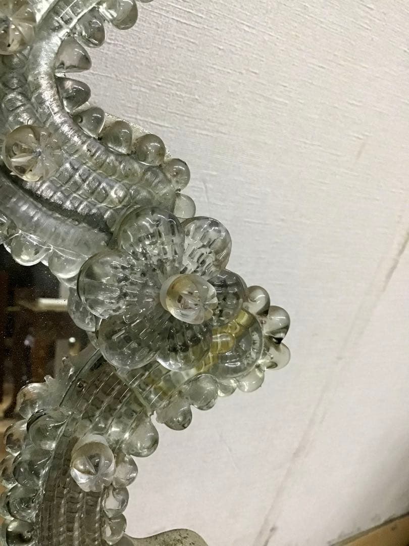 管256☆イタリア製ほ☆アンティーク☆ヴェネチアンガラス☆壁掛けミラー