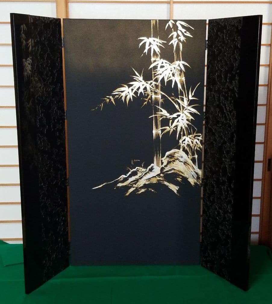五月人形　屏風　三曲黒石目竹33
