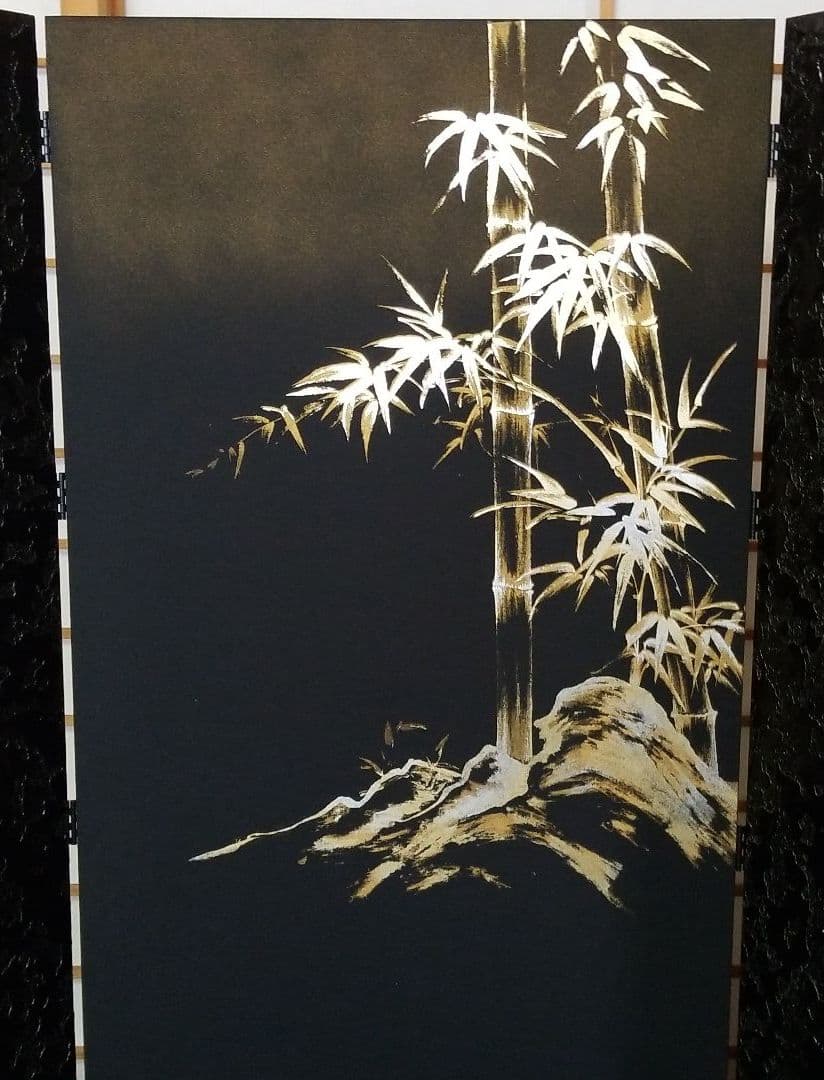 五月人形　屏風　三曲黒石目竹33