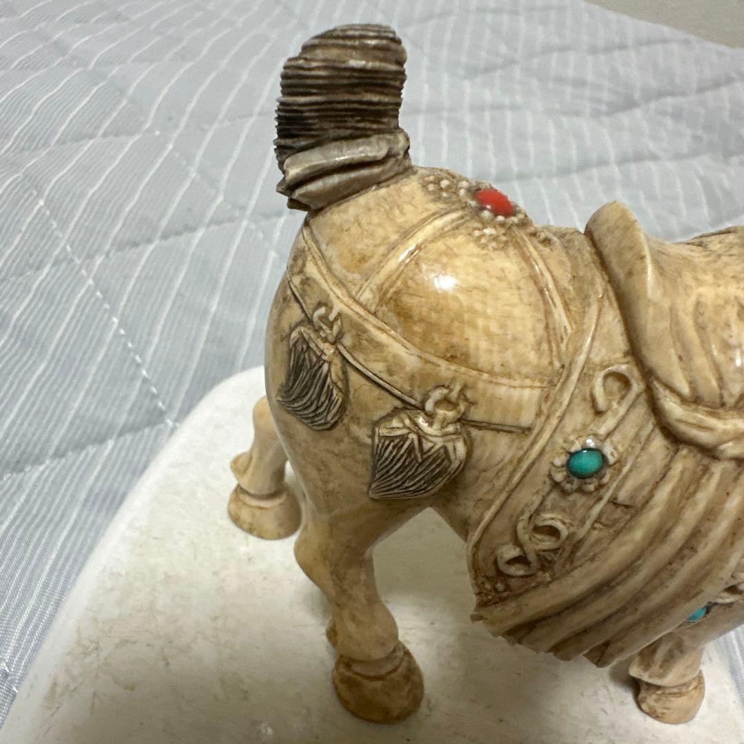 美品　馬　緑松石象嵌　装飾細密彫刻　縁起物　置物　時代物　古玩骨董品アンティーク