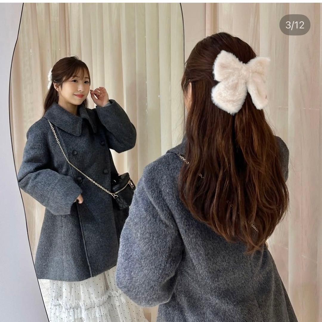 anmille フレアAラインコート　チャコール　グレー