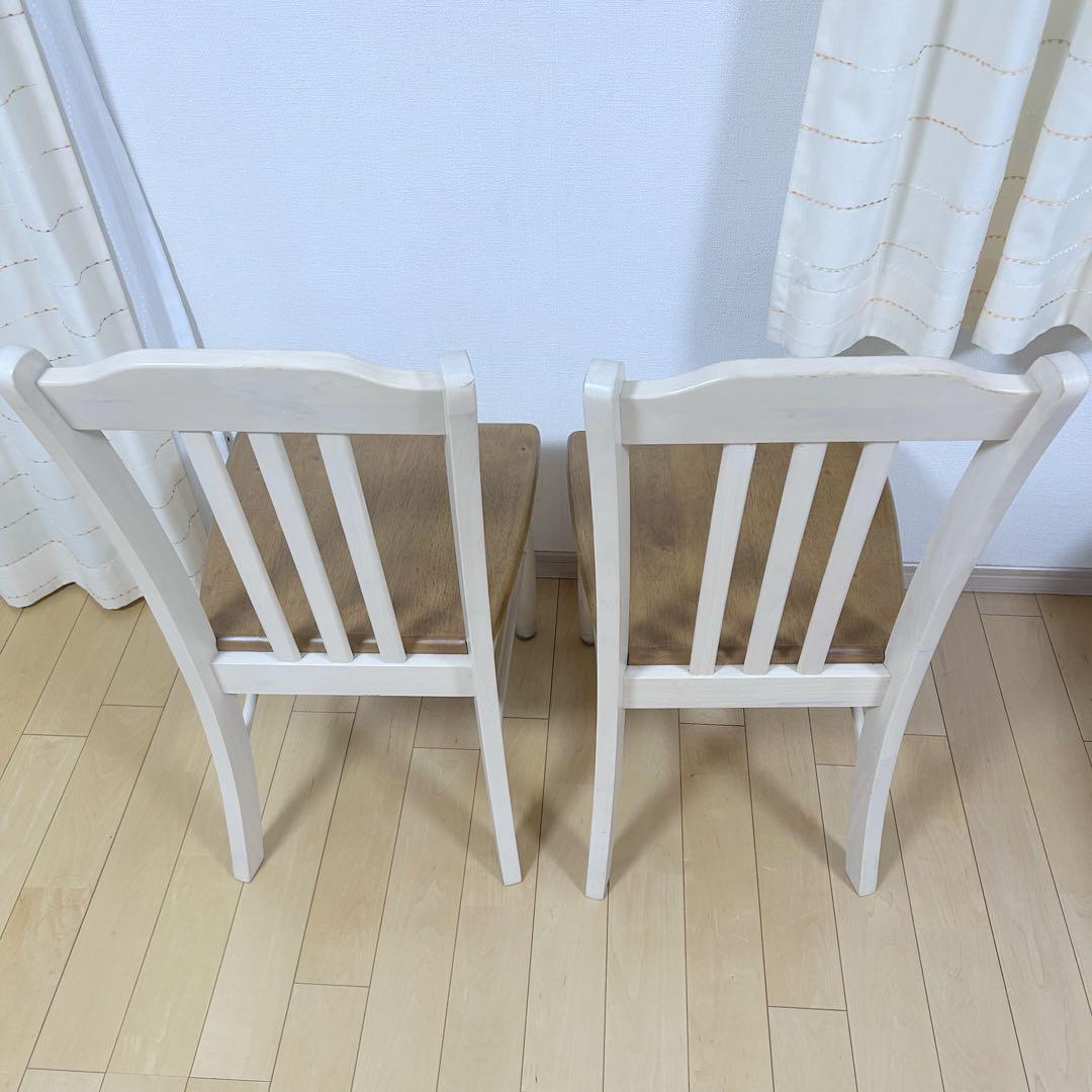 フレンチカントリー　ダイニングチェア　姫家具　天然木　ラバーウッドロココ調白家具