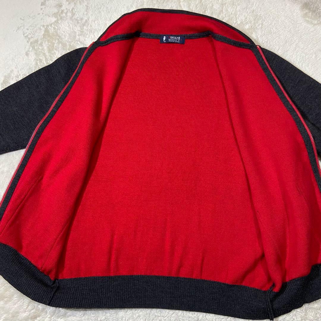 FUKUZO 横浜元町 ダブルフェイスジップアップニットジャケット カーディガン