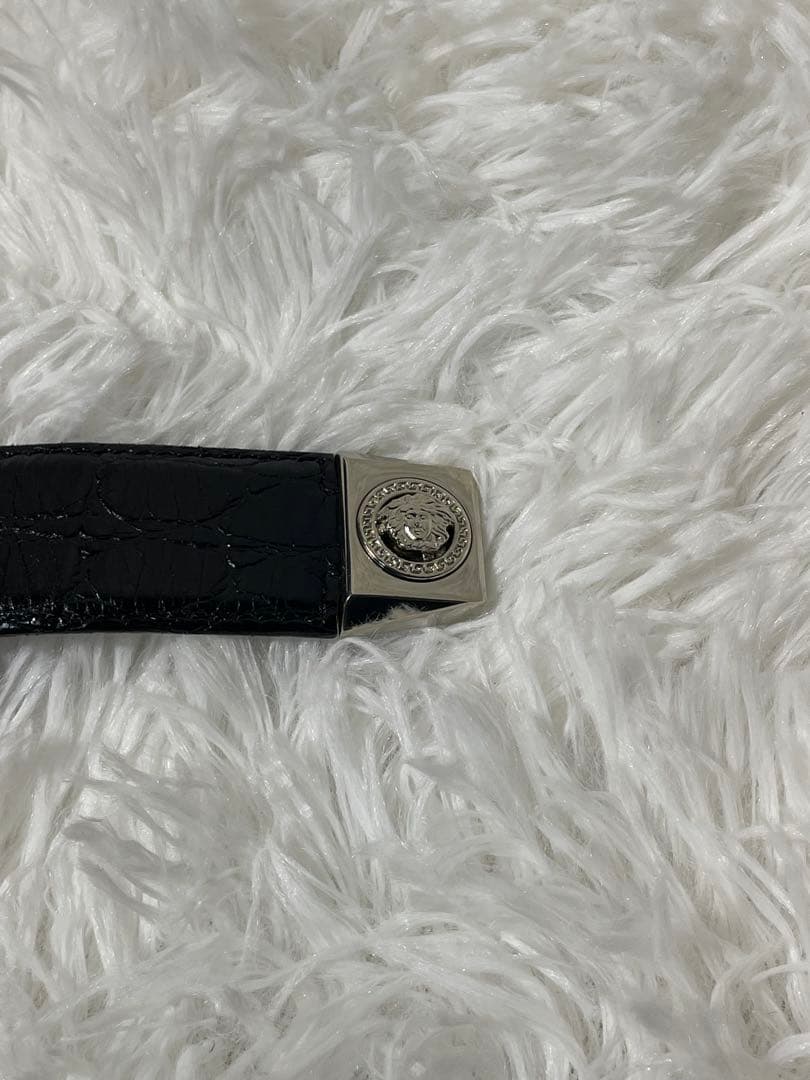 希少　GIANNI VERSACE 本革 メデューサ金具 ベルト 黒 イタリア製