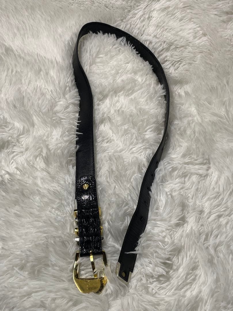 希少　GIANNI VERSACE 本革 メデューサ金具 ベルト 黒 イタリア製