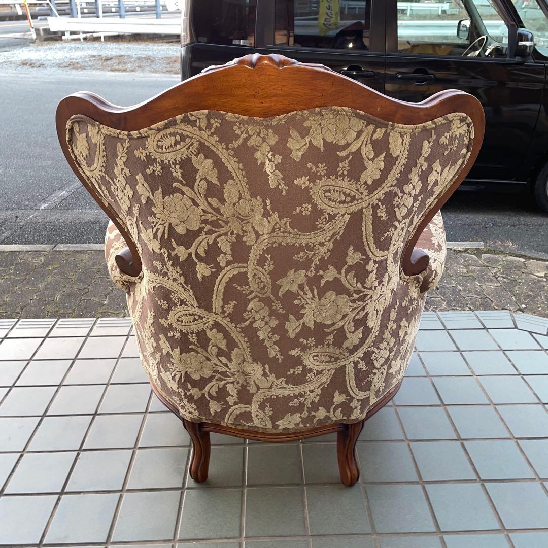 購入金額110万円セットの1つ　イタリア製　ソファ　チェア　王様椅子　飴色ウッド