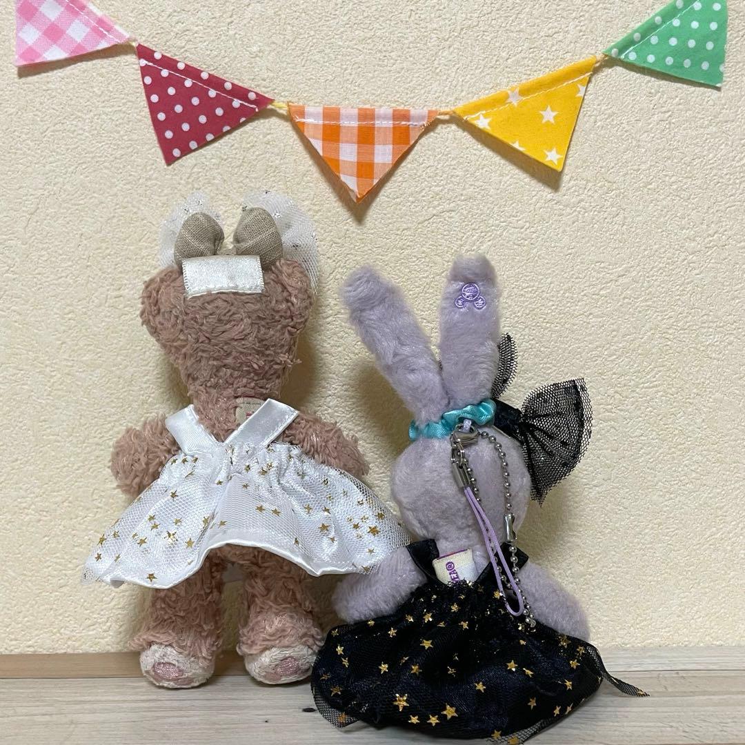 サテン&ゴールド星★チュールワンピースセット★ぬいぐるみバッジ。ストラップ用コス