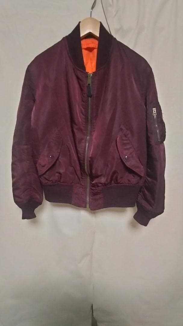 ビンテージ80年代アルファMA-1リバーシブルナイロンフライトJKT赤ワインM
