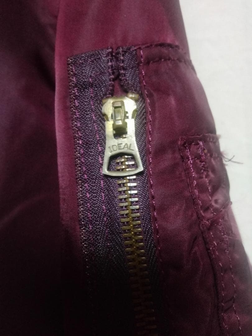 ビンテージ80年代アルファMA-1リバーシブルナイロンフライトJKT赤ワインM