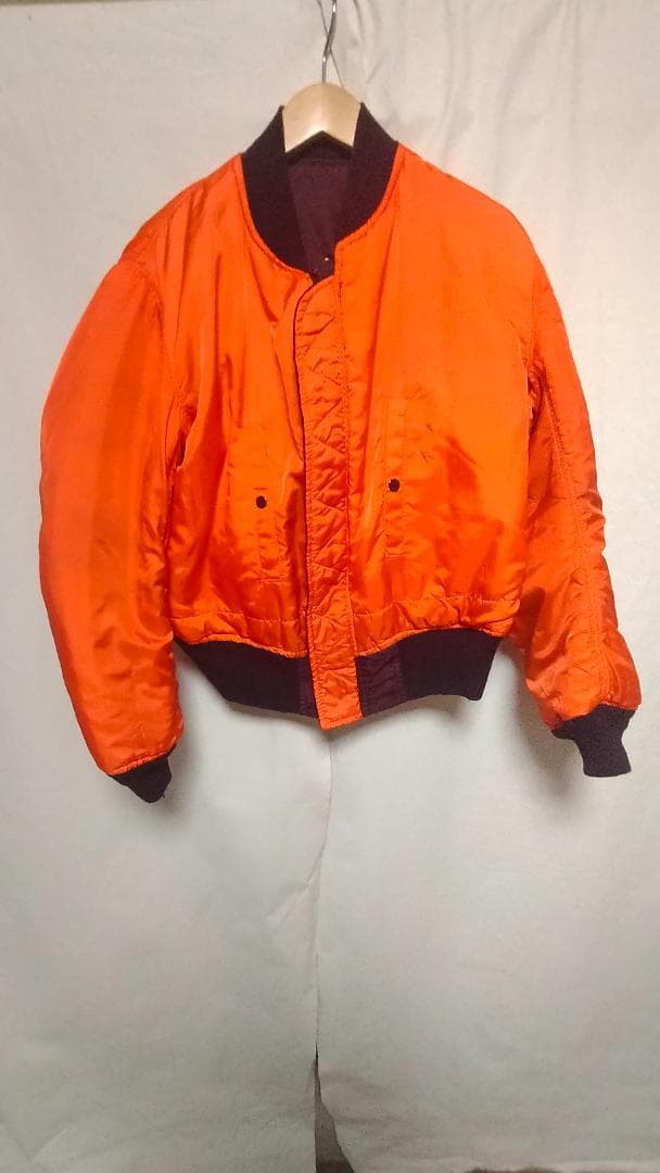 ビンテージ80年代アルファMA-1リバーシブルナイロンフライトJKT赤ワインM