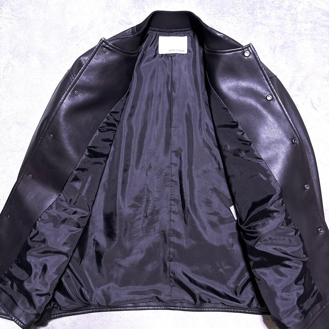 【未使用】アンクレイヴ ウォッシャブル エコレザー ブルゾン ブラック