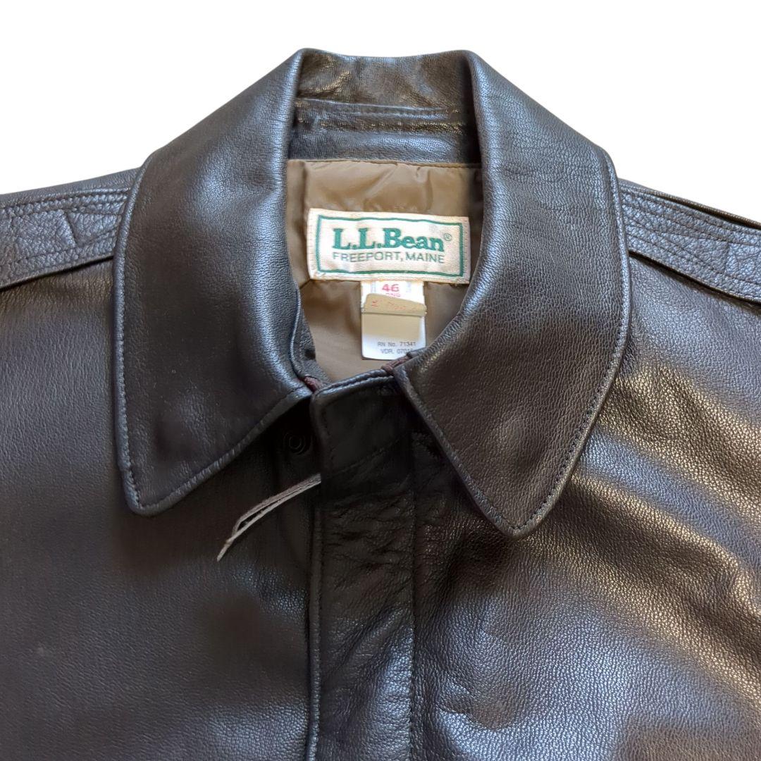 美品 USA製 L.L.Bean A-2タイプ レザージャケット ブラック XL