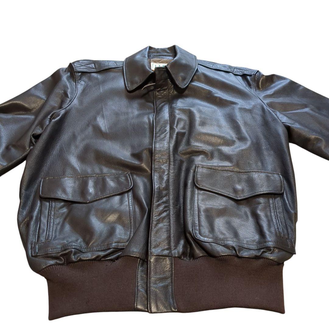 美品 USA製 L.L.Bean A-2タイプ レザージャケット ブラック XL