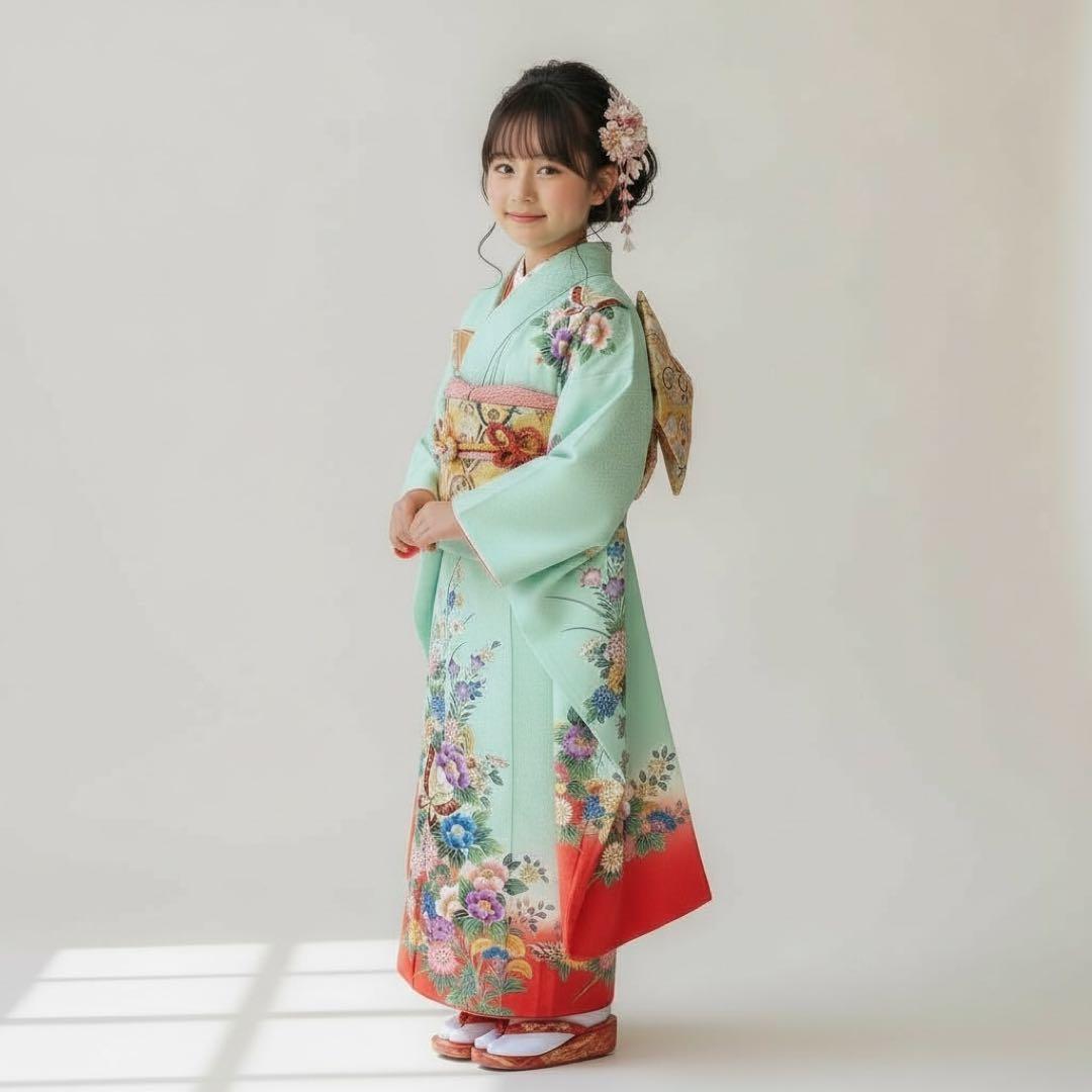 ◎mk-2164　七五三　女の子　着物　日本製　7歳　　12-12