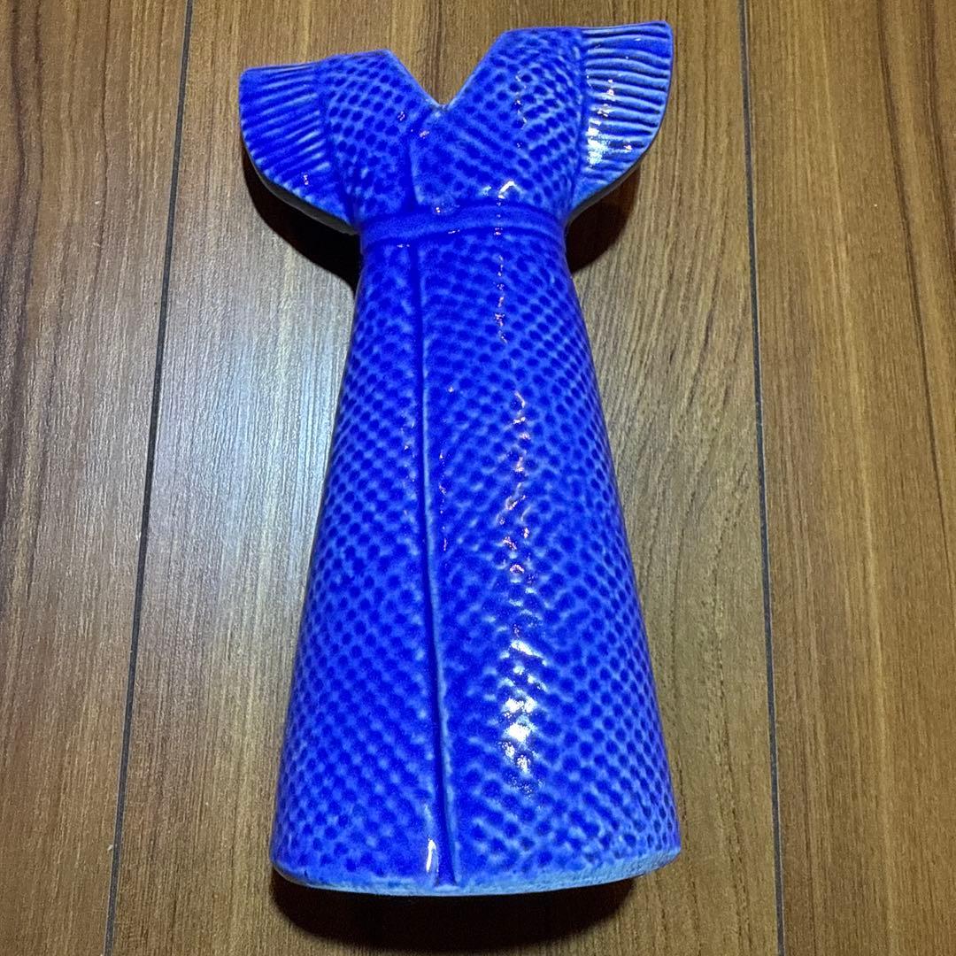 リサラーソン　青色 ドレス型 陶器花器 約30cm
