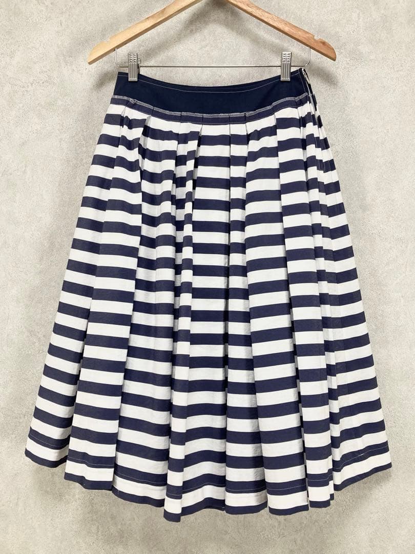トリココムデギャルソン 19SS ボーダー タックプリーツ フレアスカート S