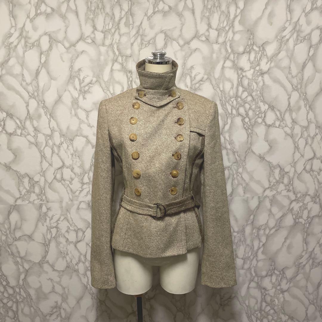 美品　AKRIS 良デザインジャケット　2way ウール　シルク　スイス製