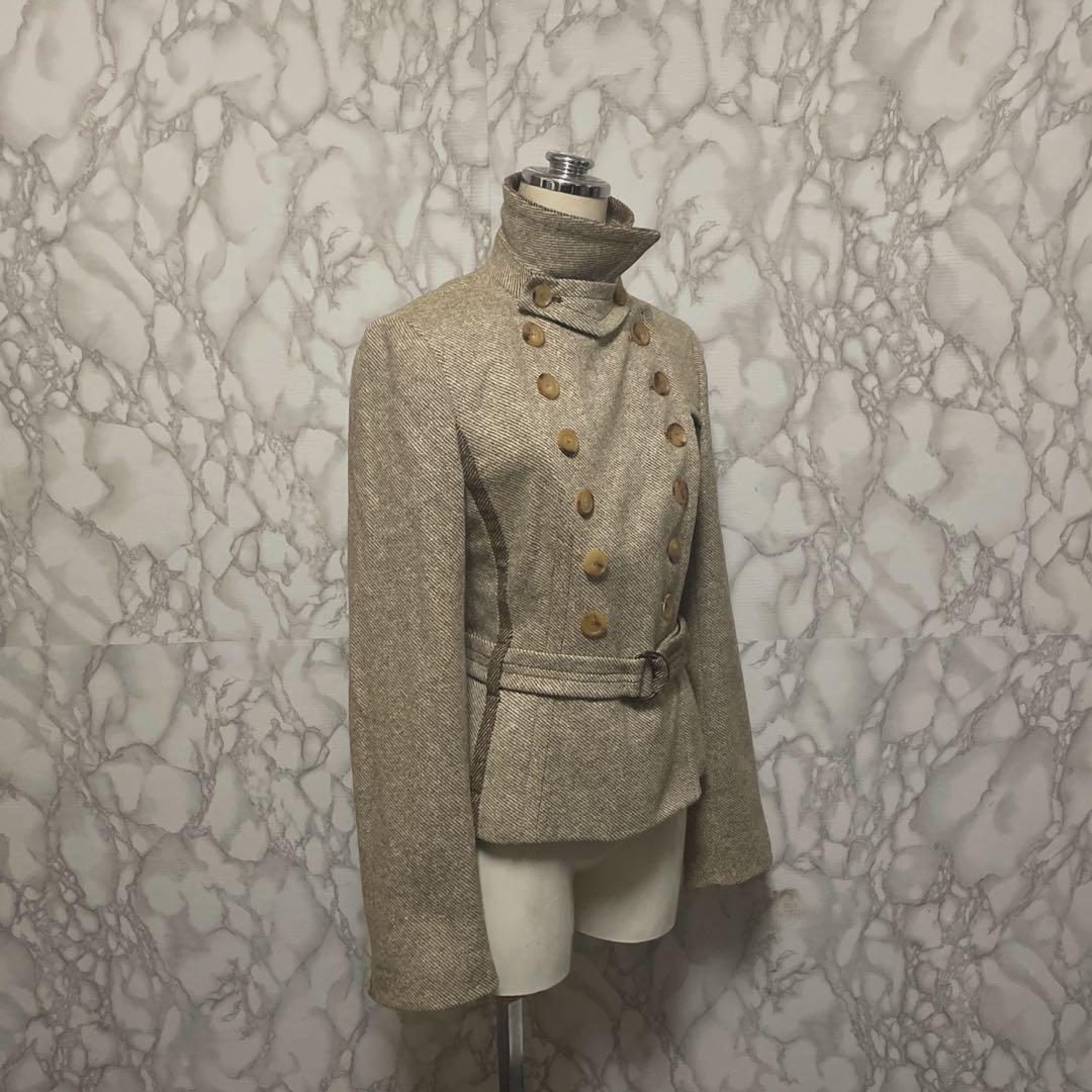 美品　AKRIS 良デザインジャケット　2way ウール　シルク　スイス製