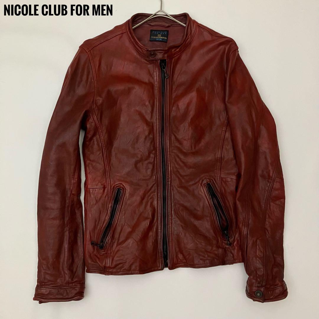 ✨希少　30周年✨ニコル　レザージャケット　シングルライダース　ジップアップ　赤